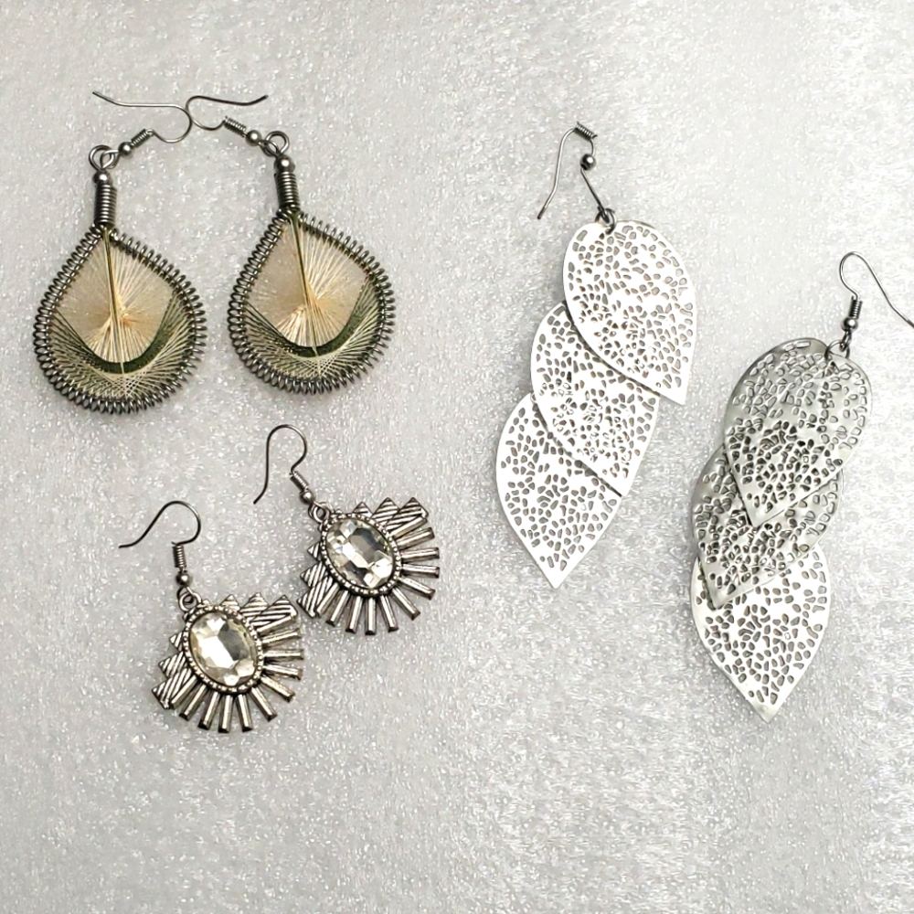 3 PAIR Variety French Hook Earrings